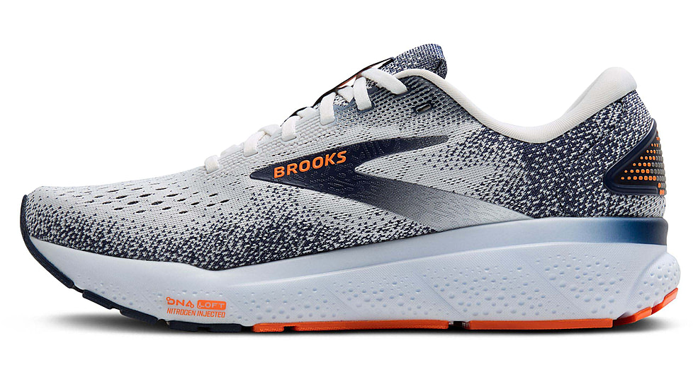 Brooks Ghost 16 Road Running Shoes - Mens, White/Peacoat/Orange, 9.5 US/Medium, 1104181D130.095