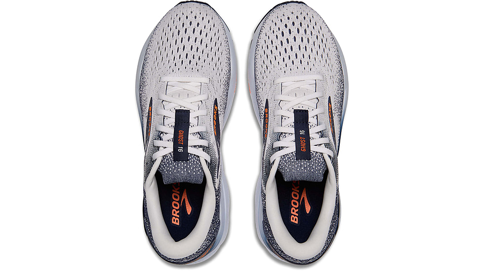 Brooks Ghost 16 Road Running Shoes - Mens, White/Peacoat/Orange, 9.5 US/Medium, 1104181D130.095