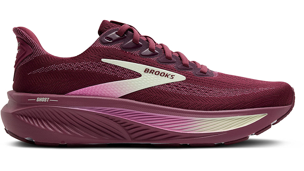 Brooks Ghost 17 Road Running Shoes - Womens, Burgundy/Pink/Green, 9.5, 1B, 1204311B581.095