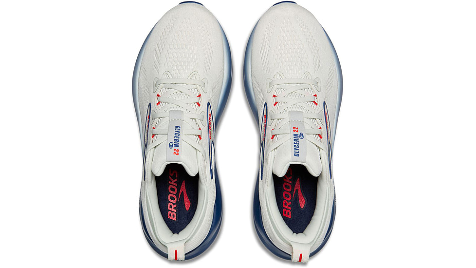 Brooks Glycerin 22 Road Running Shoes - Mens, Gray/Navy Peony/Fiery Red, 9.5, 1D, 1104451D404.095