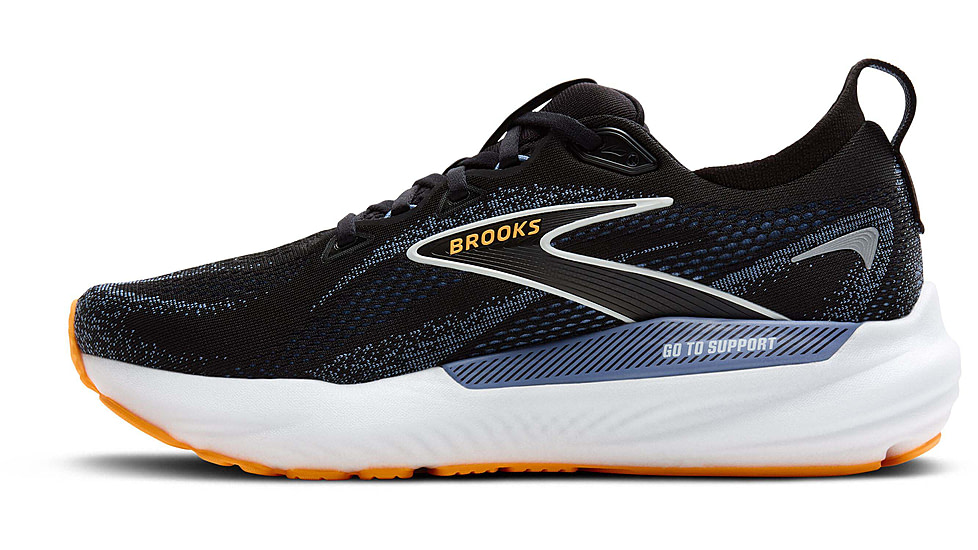 Brooks Glycerin GTS 22 Road Running Shoes - Mens, Black/Country Blue/Orange Pop, 11.0 US/Medium, 1104461D013.110