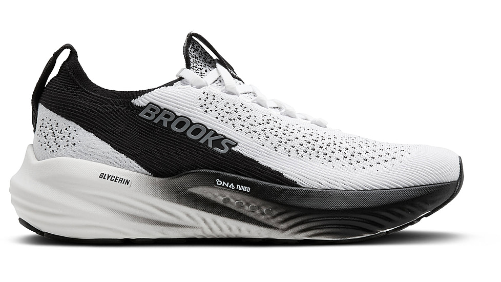 Brooks Glycerin StealthFit 22 Road Running Shoes - Mens, White/Grey/Black, 8, 1D, 1104481D135.080