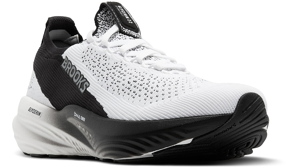 Brooks Glycerin StealthFit 22 Road Running Shoes - Mens, White/Grey/Black, 8, 1D, 1104481D135.080