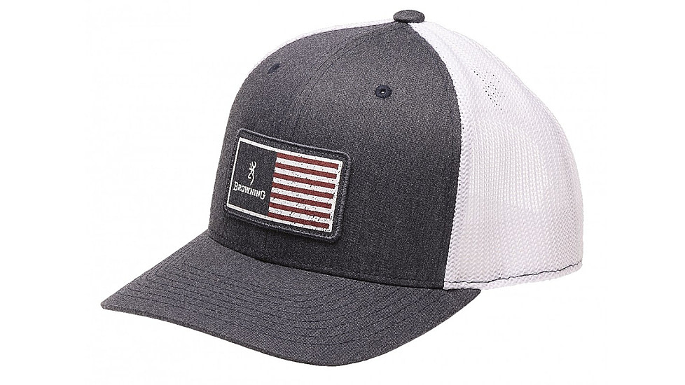 Browning Men's Cap Mustang Back Rec Flag Patch, Navy, 308036651