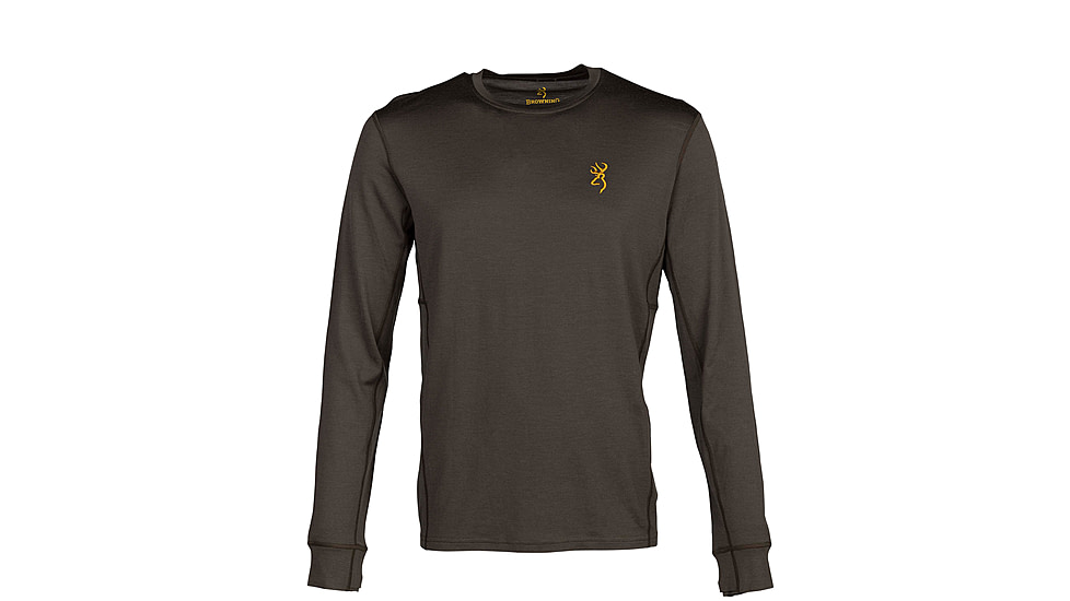 Browning Merino Crew Long Sleeve Baselayer Shirt - Mens, Small, Major Brown, 3010949801