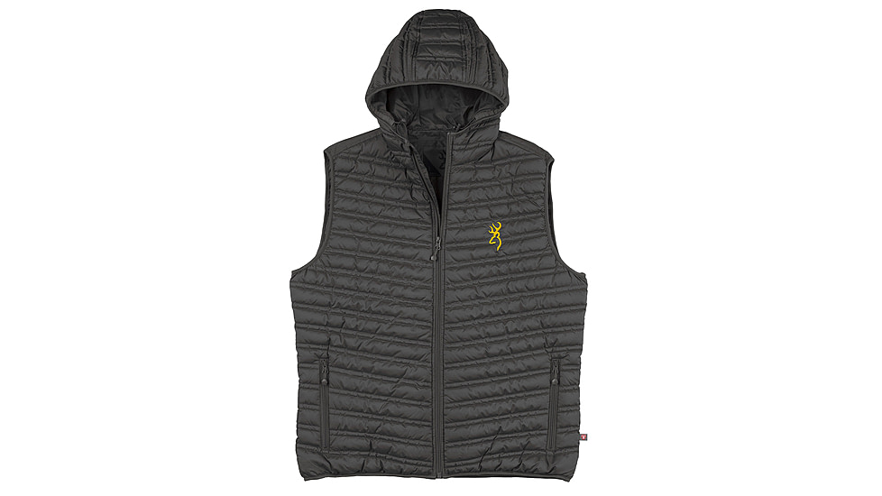 Browning Packable Puffer Hooded Vest - Mens, Carbon Gray, Small, 3053087901