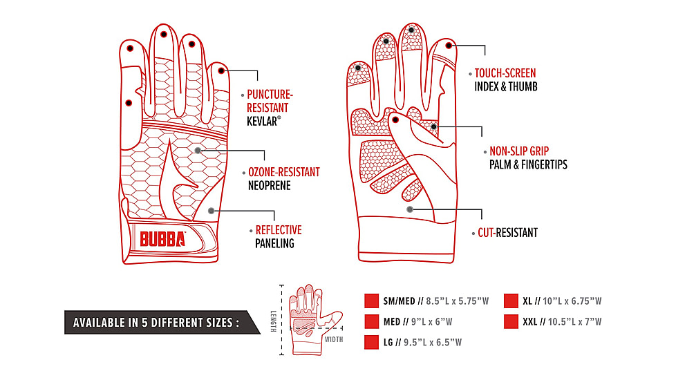 Bubba Blade Ultimate Fish Fillet Glove, Red, Medium, 1099916