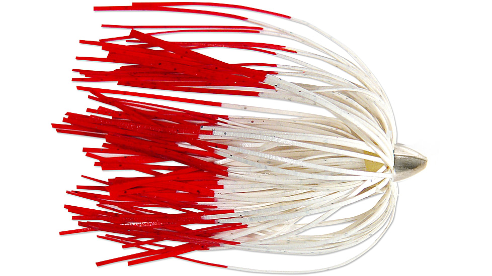 C&amp;H Lures King Buster Lure, 1/8 oz Head, White/Red Fire Tail Skirt, 2.5 in, 3 Piece, CH-KB30
