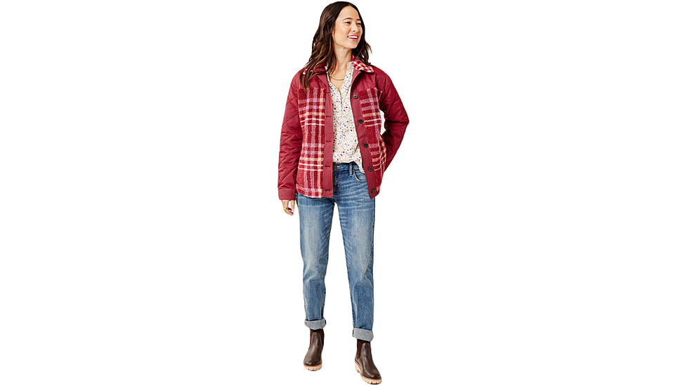 Carve Designs Vineyard Shacket - Womens, Brick Plaid, Extra Small, JCMM55-633-XS