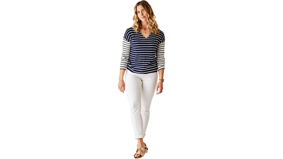 Carve Designs Zella Pullover - Womens, Navy Breton Stripe, Small, SWLW64-502-SM