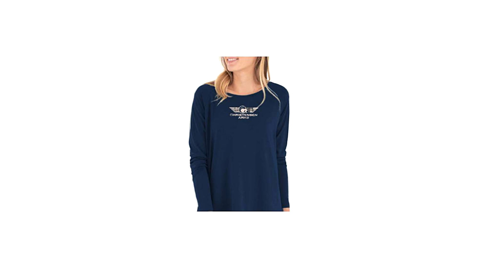 Christensen Arms Camo Ram Wordmark LS Tee - Womens, Deep Navy, S, 730-CA109-50-01-404-02