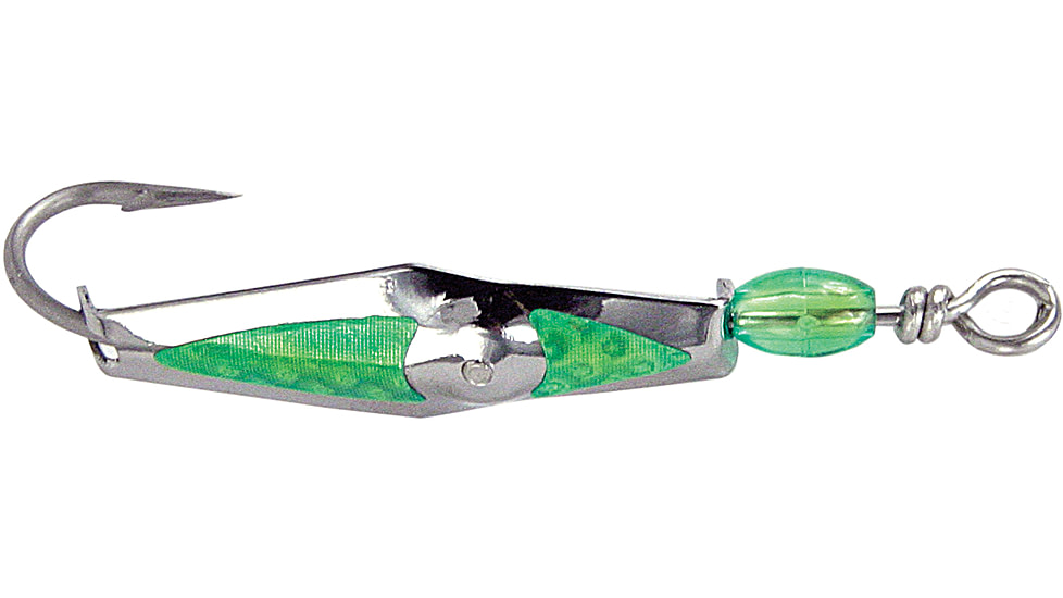 Clarkspoon FlashSpoon, 2/0 Hook, 2.5in Blade, # 0 Silver ClarkSpoon, 2/0 Hook, 2.5in Blade, Green Flash Tape, 0RBMS-GF