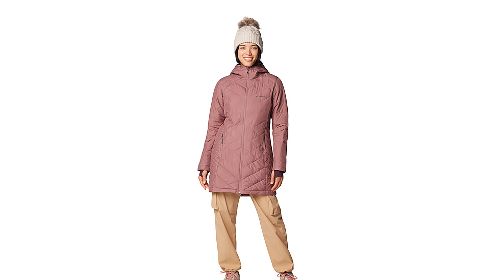Columbia Heavenly Long Hooded Jacket - Womens, Fig, L, 1738161-609-L