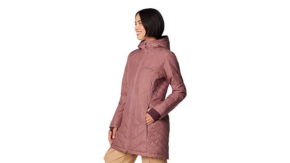 Columbia Heavenly Long Hooded Jacket - Womens, Fig, L, 1738161-609-L