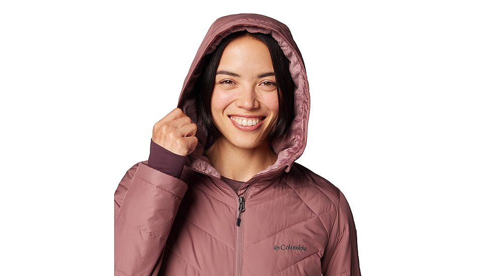 Columbia Heavenly Long Hooded Jacket - Womens, Fig, L, 1738161-609-L