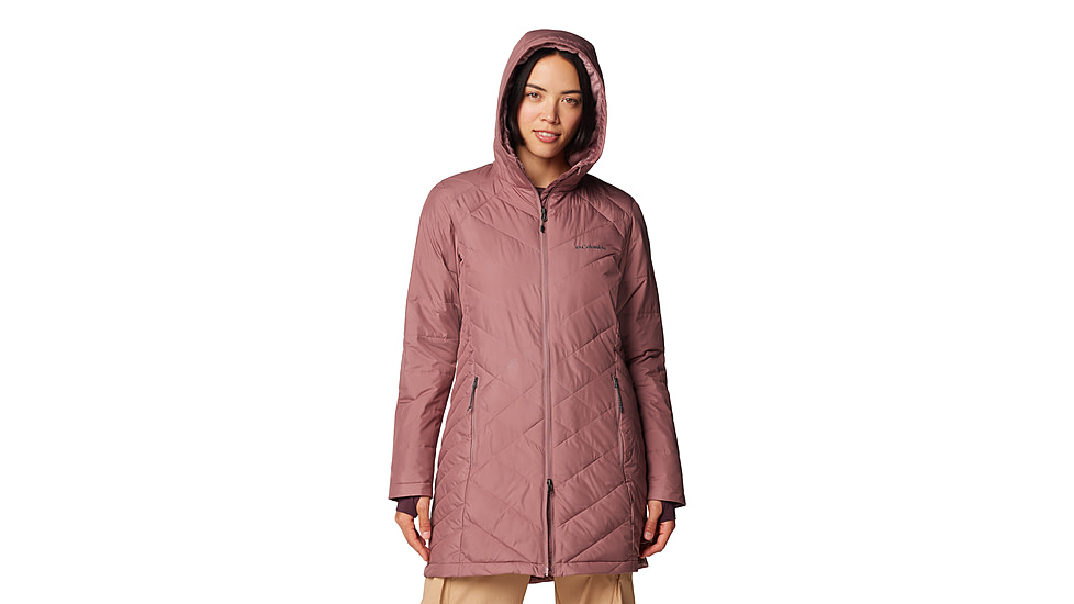 Columbia Heavenly Long Hooded Jacket - Womens, Fig, L, 1738161-609-L