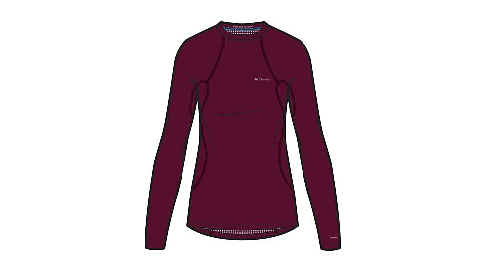Columbia Midweight Stretch Long Sleeve Top - Womens, Rich Wine, Extra Large, 1639021-624-XL