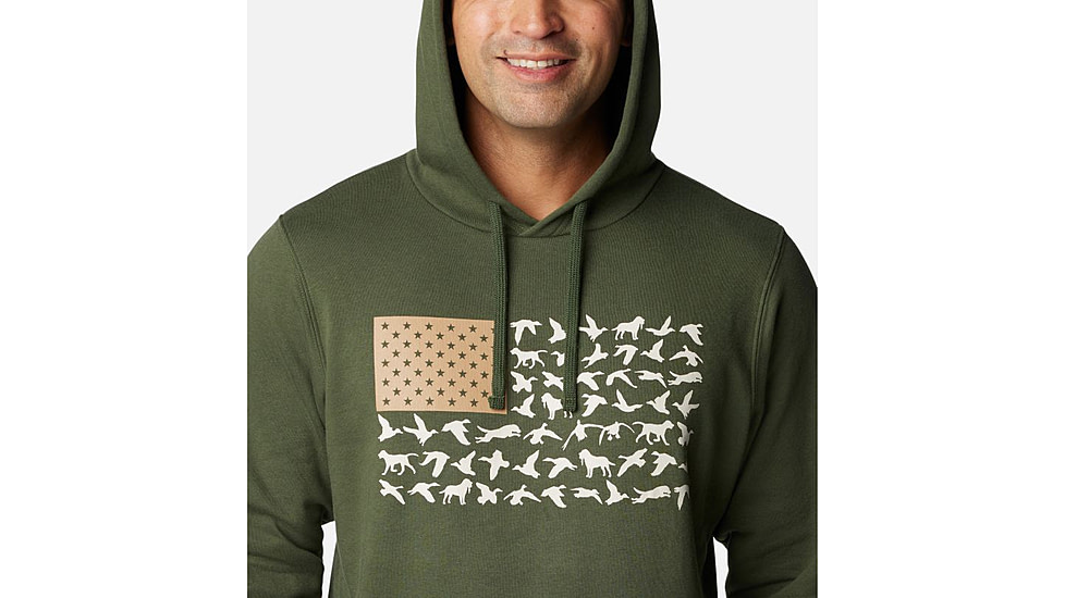 Columbia PHG Game Flag II Hoodie - Mens, Surplus Green/Sahara Duck Flag, Extra Large, 2013311347-XL