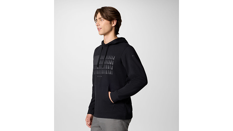 Columbia Trek Graphic Hoodie - Mens, Black/Treeline Flag Graphic, Large, 2018491014-L