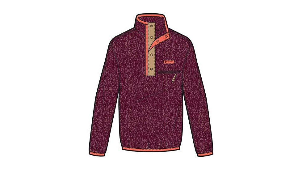 Columbia Helvetia II Half Snap Fleece Pullover - Mens, Rich Wine, Medium, 2090891-624-M
