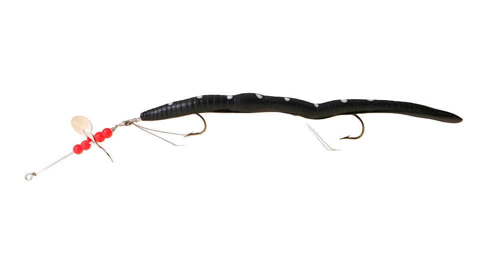 Creme Lures Scoundrel Rigged Worm, 1, 6in, Black-White, 0172-3-1