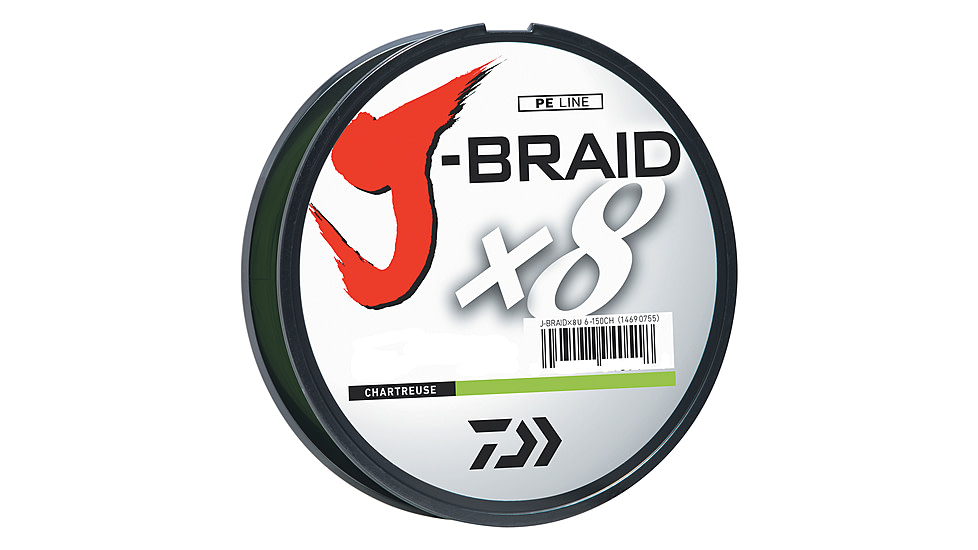 Daiwa J-Braid 8X Braided Line w/Filler Spool, 300yds, 8lb, Chartreuse, JB8U8-300CH