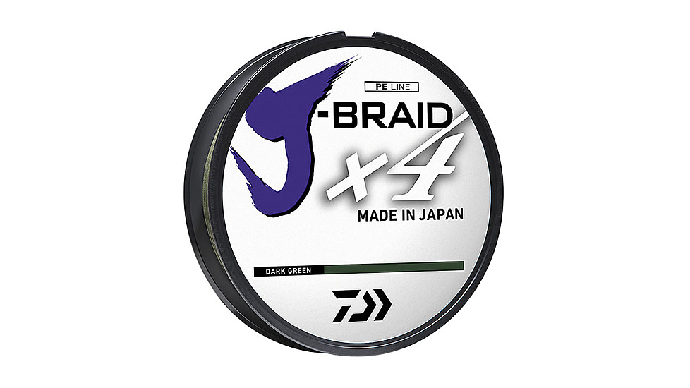 Daiwa J-Braid X4 Braided Line w/ Filler Spool, 150yd, 65lb, Dark Green, JB4U65-150DG