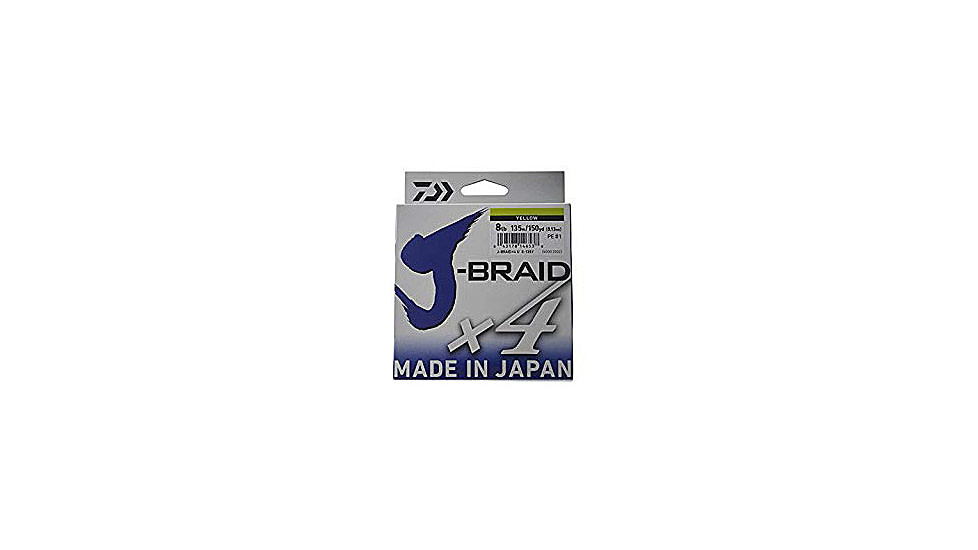 Daiwa J-Braid X4 Braided Line w/ Filler Spool, 150yd, 8lb, Fluorescent Yellow, JB4U8-150FY