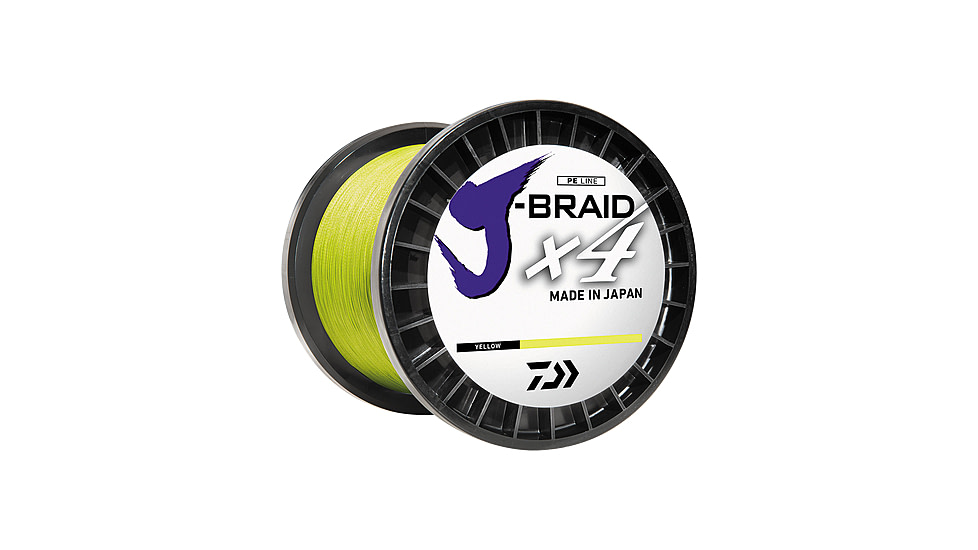 Daiwa J-Braid X4 Braided Line w/ Filler Spool, 300yds, 6lb, Fluorescent Yellow, JB4U6-300FY