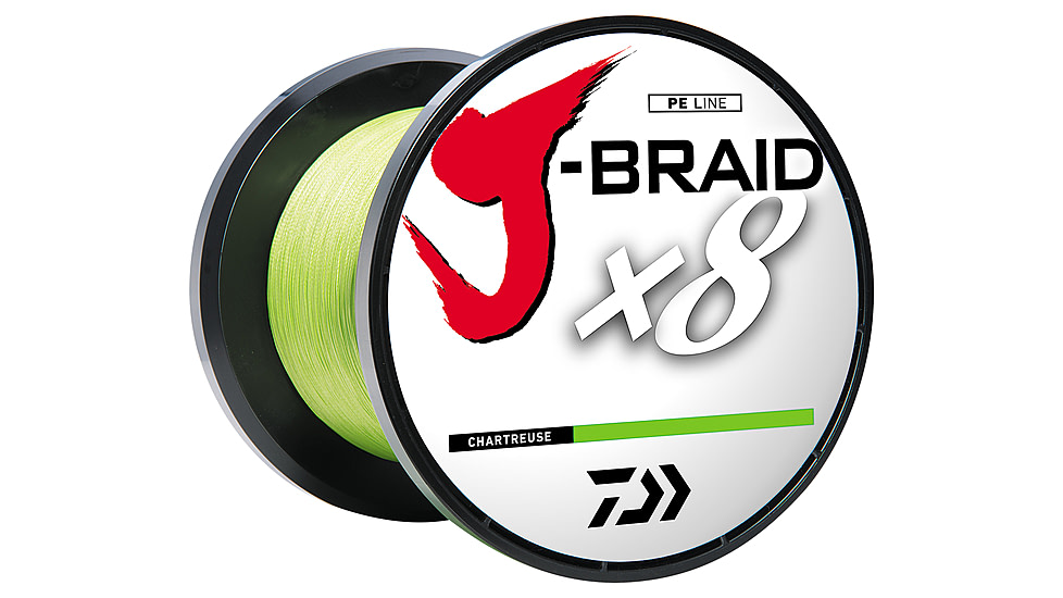 Daiwa J-Braid 8X Braided Line w/Bulk Spool, 3000yds, 100lb, Chartreuse, JB8U100-3000CH