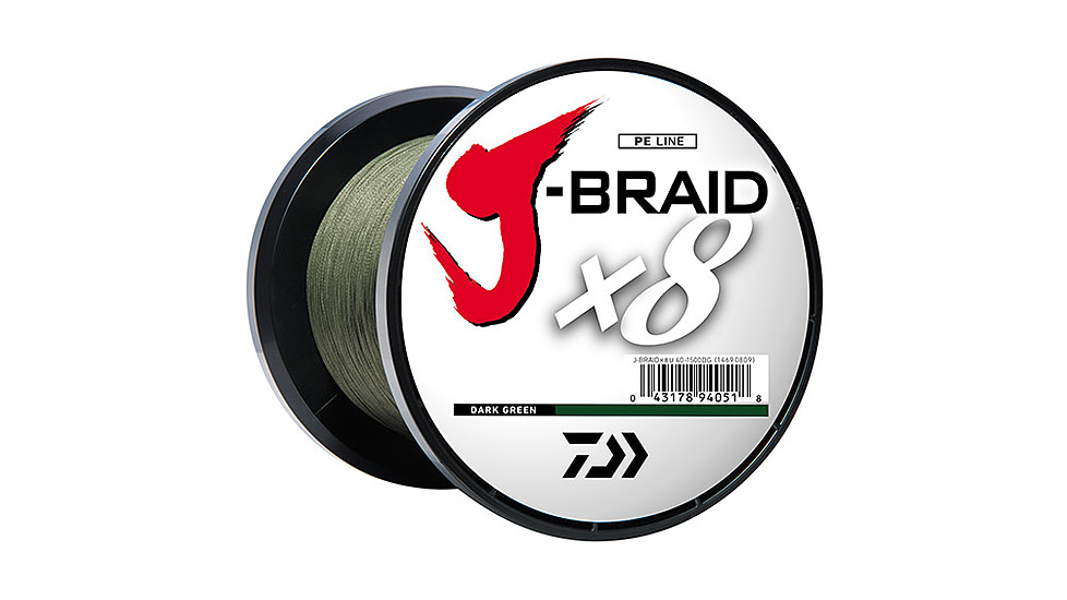 Daiwa J-Braid 8X Braided Line w/Bulk Spool, 3000yds, 30lb, Dark Green, JB8U30-3000DG