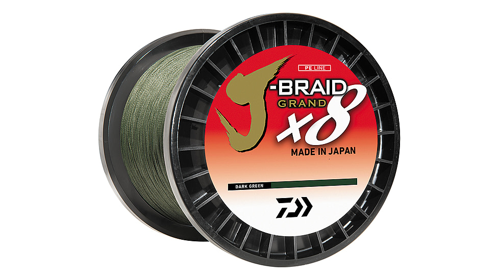 Daiwa J-Braid 8X Braided Line w/Bulk Spool, 3000yds, 8lb, Dark Green, JB8U8-3000DG