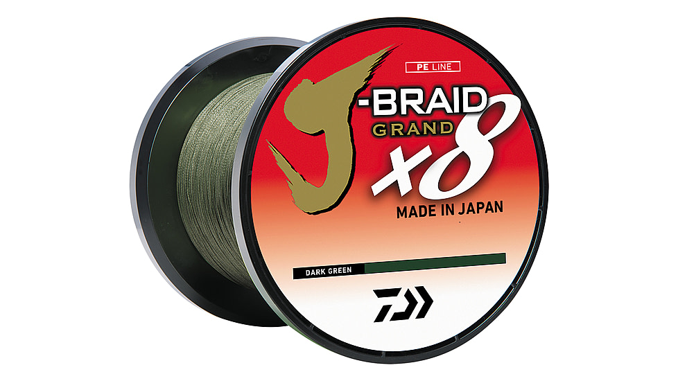 Daiwa J-Braid x8 Grand Braid Line w/Bulk Spool, 3000yds, 50lb, Dark Green, JBGD8U50-3000DG