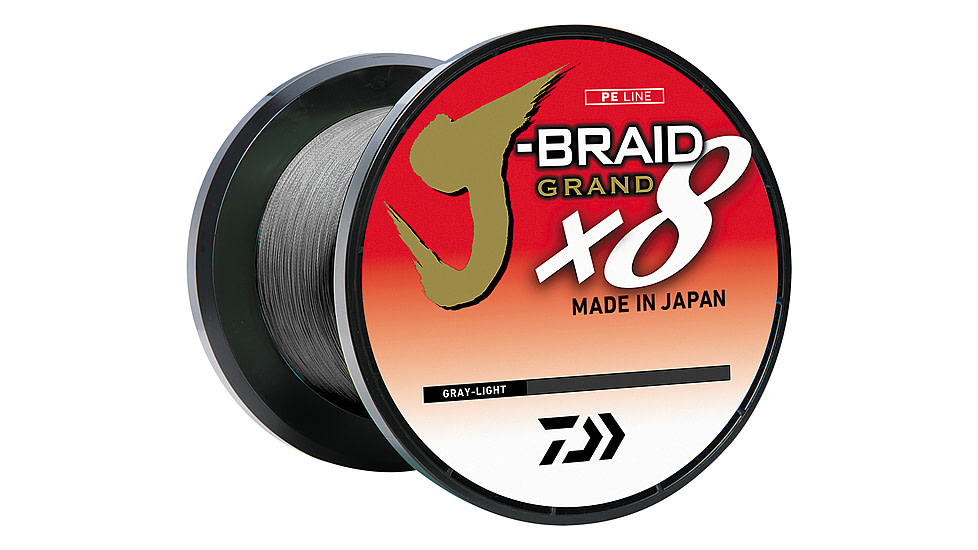 Daiwa J-Braid x8 Grand Braid Line w/Bulk Spool, 3000yds, 65lb, Gray Light, JBGD8U65-3000GL