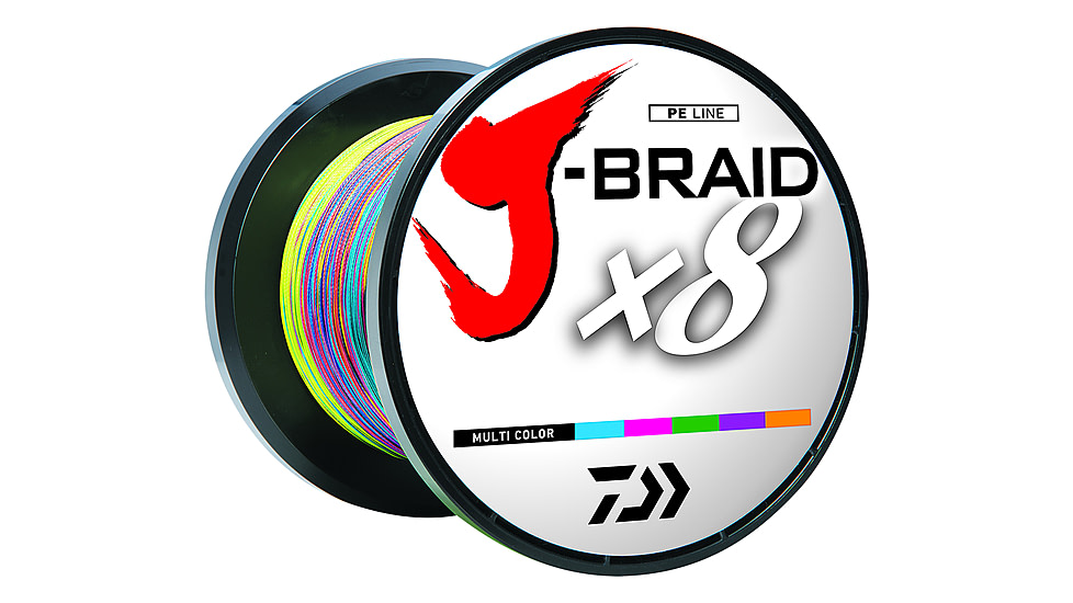 Daiwa J-Braid 8X Braided Line w/Bulk Spool, 3000yds, 65lb, Multi-Color, JB8U65-3000MU