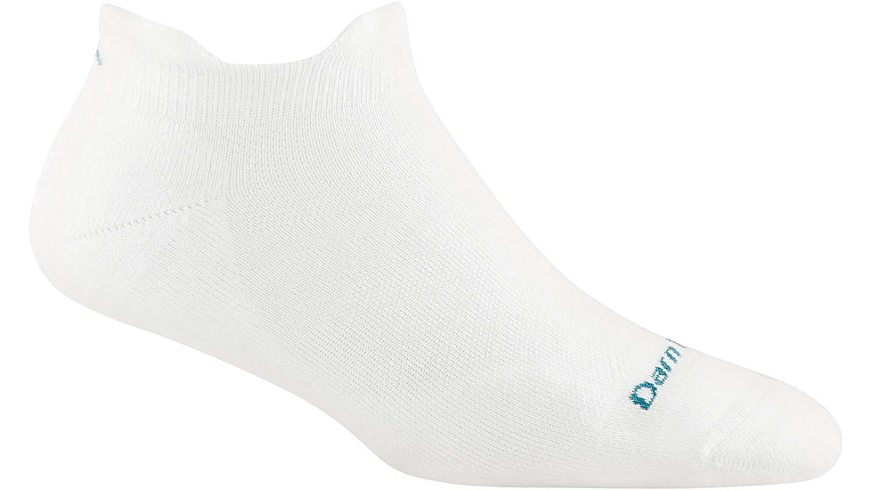 Darn Tough Run Coolmax No Show Tab Ultra-Lightweight w/ Cushion Running Sock - Womens, White, Medium, 1052-WHITE-M-DARN