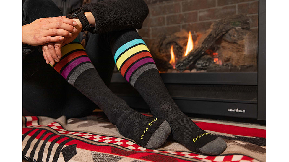 Darn Tough Snowburst Over-The-Calf Midweight w/ Cushion Ski Sock - Womens, Black, Small, 8028-BLACK-S-DARN