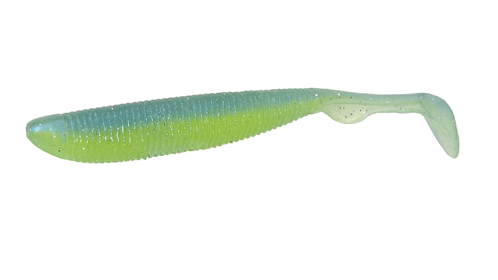 Duckett Fishing BD Subtle Tail, Chartreuse Blue Back, 3.8 in, MXST3.8 CB