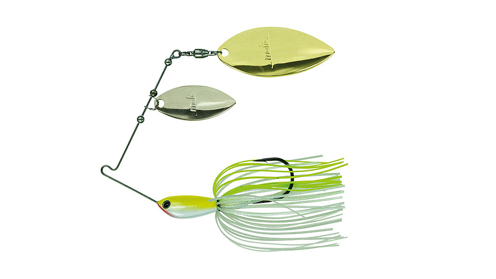 Duckett Fishing BD Water Slash Double Willow Spinnerbait, White/Chartreuse, 3/8 oz, MXWSDW3/8 WC