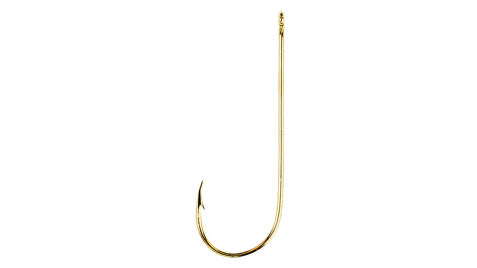 Eagle Claw Aberdeen Hook,Non-Offset,Ringed Eye,Light Wire,Gold,100-Box Hooks 202-1-0
