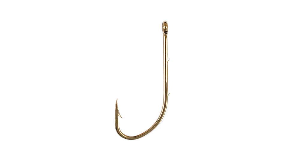 Eagle Claw Baitholder Hook,Offset,Ringed Eye,2 Slices,Forged,Bronze,A-Pack Hooks 186A-10