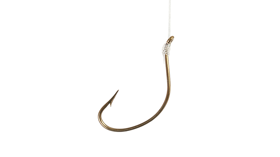 Eagle Claw Kahle Horizontal Snelled Hook,Offset,Straight Point,Up Eye,Wide Bend,Mono,7in,Bronze 147H-1