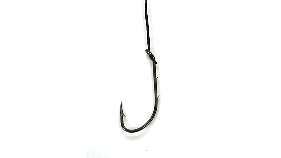Eagle Claw Nylawire Saltwater Snelled Hook,Baitholder,Offset,2 Slices,Medium Wire,10in,Platinum Black 9135H-1/0