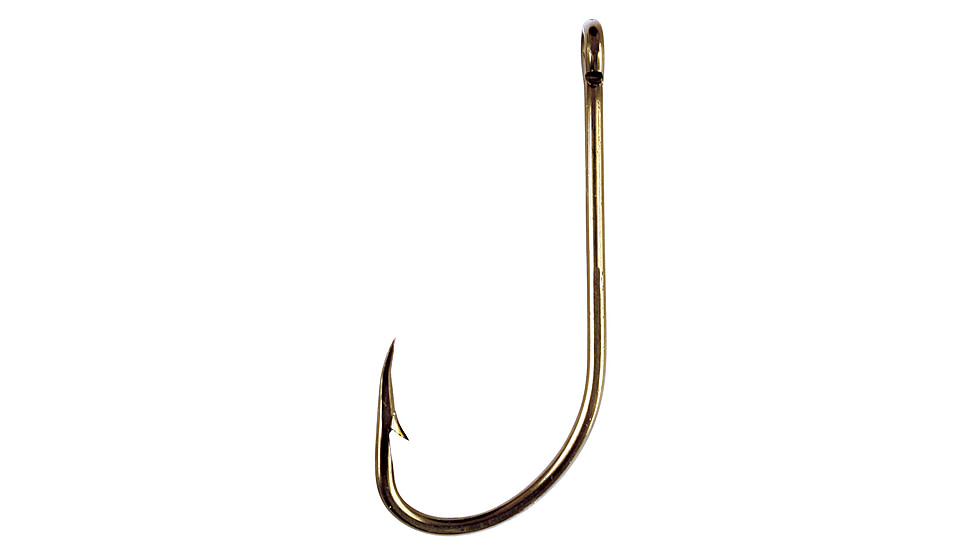 Eagle Claw Plain Shank Hook, Offset, Claw Point, Ringed Eye, Bronze, 100-Box Hooks, 084-2