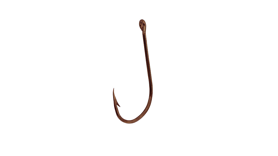 Eagle Claw Plain Shank Hook,Offset,Claw Point,Ringed Eye,Bronze,50-Box Hooks 084F-1