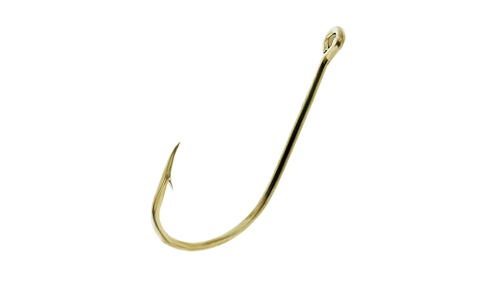 Eagle Claw Plain Shank Hook,Offset,Claw Point,Ringed Eye,Gold,A-Pack Hooks 089A-2/0