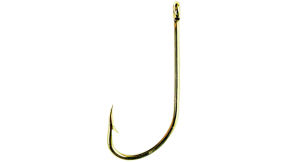 Eagle Claw Plain Shank Hook,Offset,Claw Point,Ringed Eye,Gold,A-Pack Hooks 089A-6