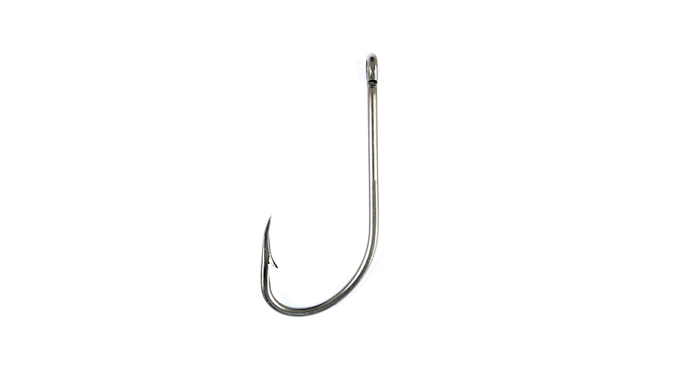 Eagle Claw Plain Shank Hook,Offset,Claw Point,Ringed Eye,Nickel,A-Pack Hooks 085A-6/0