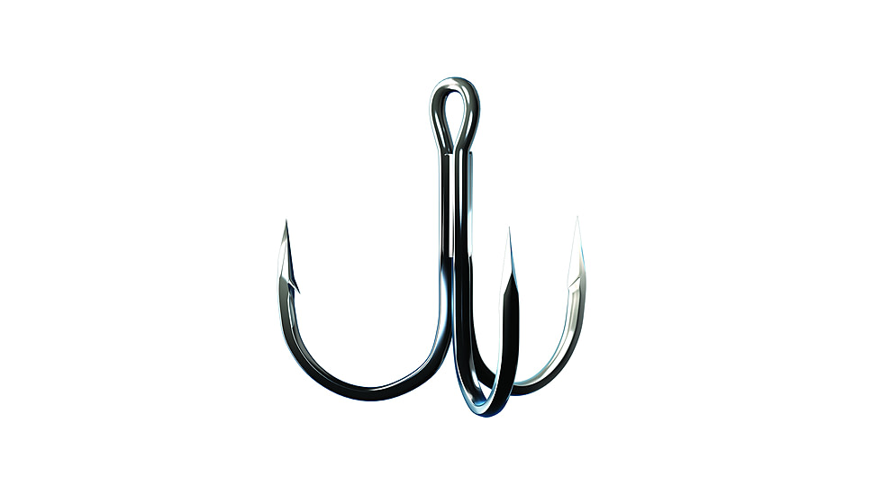 Eagle Claw Trokar 3X Strong Round Bend Treble Hook, Platinum Black, Size 4, 6 per Pack, TK934P-4