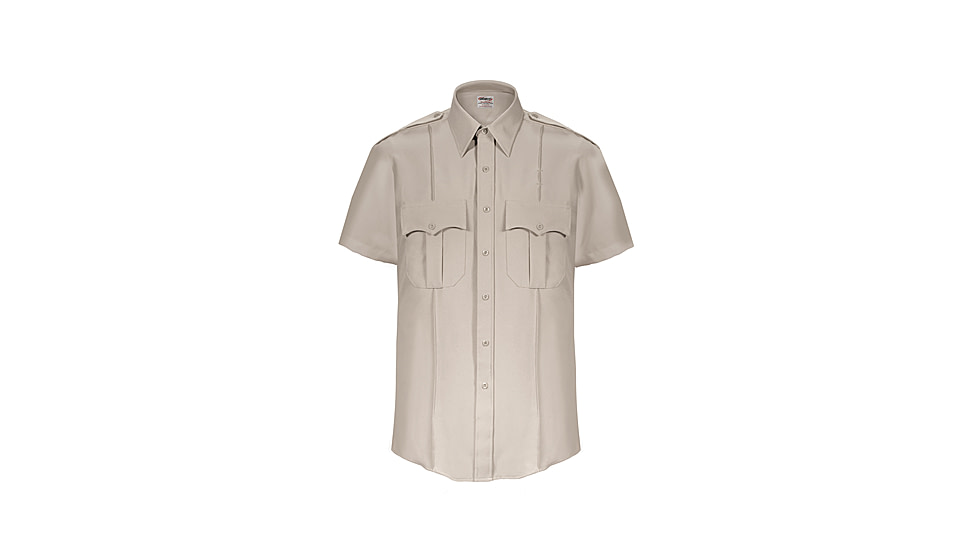 Elbeco TexTrop2 Zippered Short Sleeve Polyester Shirt - Mens, 16.5 in, Silver Tan, Z3312N-16.5